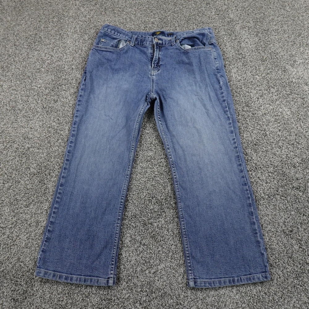 OshKosh Bgosh Jeans Womens 12 Blue Denim Pants Casual Faded Capri Crop Stretch